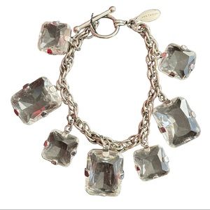 Silver Bracelet With Large Crystal Charms